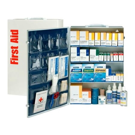 Acme United First Aid Only 90576 4 Shelf First Aid Kit w/Meds, ANSI Compliant, Class B+, Metal Cabinet 90576